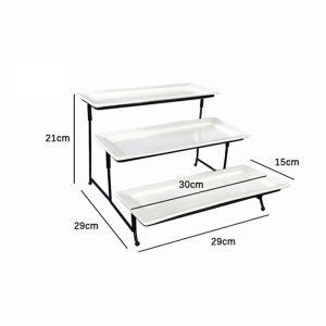 Fruit Dessert Tray 3 Layer Serving Platter Stand Tableware Wrought Iron Metal Combination Removable Cake Plate Dessert Fruit Rectangular Plate New Year