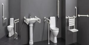 MC Bathroom handrail U-shaped safety grab bar anti-skid foldable disabled toilet restroom barrier-free standing railing