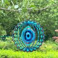 3D Wind Spinner Mandala 10 Inch Evil Eye Stainless Steel Wind Sculpture Blue Hanging Ornament Cut Metal Art for Indoor Outdoor Garden Decoration Amulet for Home and Yard. 
