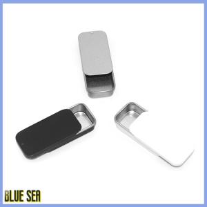 bluesea กล่องดีบุกขนาดเล็กกล่องดีบุกรูปทรงสี่เหลี่ยมผืนผ้ากล่องเก็บยาเม็ดแบบกดทำจากดีบุก