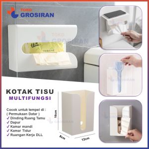 Kotak Tisu tempel dinding wadah tissue multifungsi cocok untuk tempat remot tv ac aksesoris mini serbaguna pasang di tembok permukaan datar