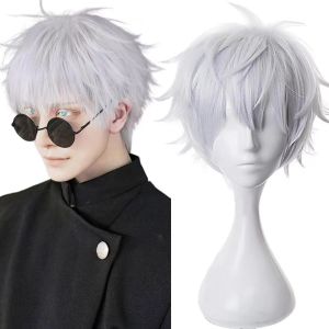 Wujo Wu wig silver-white COS แอนิเมชั่นอุณหภูมิสูงผ้าไหม COSplay wig man