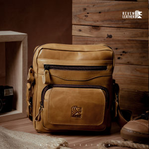 Tas Selempang Bahu Laki Laki Kulit Sapi Pull Up Formal Kotak Tahan Air Awet Klasik Vintage Keren