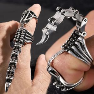 Punk Movable Scorpion Ring Fingertip Toy Stress Relief Retro Goth Scroll Armor Knuckle Metal Full Finger Rings Creative Jewelry