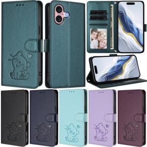 Luxury Casing For iPhone 16 Pro Max 15 Plus 14 Pro Max 16 Plus 15 Pro Max 14 Plus 16E 13 Heart Cat Pattern Wallet Leather Card Slot Flip Skin Stand Protect Cover Case