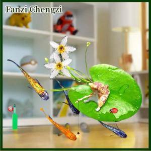 Fanzi 1 Set Home Desktop Decoration Realistic Cats And Leaf Ladybird Resins Figurines Fishtank Accessories Unique Birthday Gifts