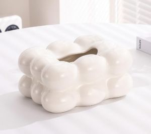 Tissue Cover Ceramic Tissue Holder Facial Tissue for Sink Counters Desks Bathroom Vanity Office Home Decor Restaurant White Facial Paper Holder8.3x6.3x3.9
