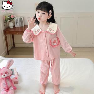 Christmas gifts Halloween Sweet Kawaii Girl Melody Sleepwear Two Piece Set Cartoon Sanrio Girl Anime Kuromi Cotton Home Clothing Set Breathable and Soft