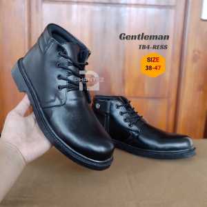 Sepatu Pria PDH Tali Ressleting Hitam Dop Dinas Kerja Polisi Satpam ASN