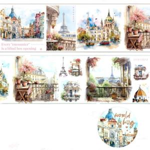 Scenery Themed Decorative Tape Scrapbooking Tape Aesthetic Masking Tape for Scrapbooking Journal Photo Album Wrapping