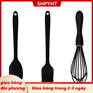 [COD] SHPYHT Giao hàng địa phương 3 cái bộ Silicone Baking Set bánh kem thìa scraper bếp hộ gia đình trứng Whisk thịt nướng dầu bàn chải tiện ích nhà bếp Nguồn cung cấp