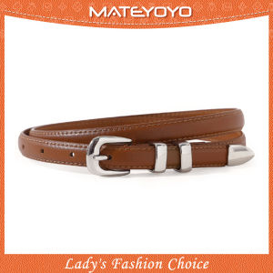 MATEYOYO Fashion Women Belts Thin Belt Elegant Needle Buckle Design Adjustable Girls Ladies Belt Second-layer Cowhide Long Straps Waistbands Dress Coat Alloy Buckle Decorations