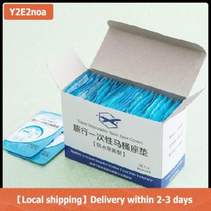 【Local shipping】 50 cái dùng một lần du lịch an toàn PE nhựa nhà vệ sinh chỗ ngồi Bìa Mat đệm mat