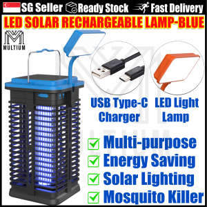 LED Solar Rechargeable Lamp Electric Mosquito and Fly Killer Lamp Electric Shock Insect Killer Lamp High-Efficiency Indoor Electric Bug Zapper Electric Fly Trap and Mosquito