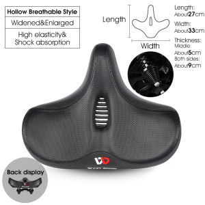 WEST BIKING Bicycle Saddle Comfortable Thicken Shock Absorber Bike Seat  Hollow Memory Foam Ergonomics Soft Bicycle Saddle Cushion 33CM Widened Mountain Bike Accessories