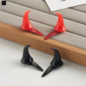 YONGQING ฮาโลวีน อุปกรณ์จัดแต่งทรงผม(กิ๊บเขาปีศาจ/บาร์เร็ตต์/คลิปปากเป็ด)หมวกฮาโลวีน สีแดง โกธิค ของเล่นเด็ก