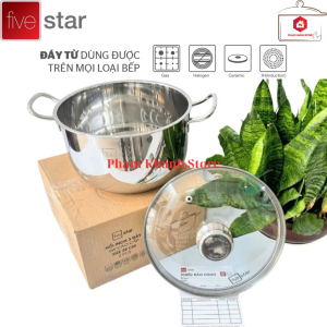 Nồi Inox Fivestar Sandwich 3 Đáy Inox 430 Nắp Kính Sử Dụng Được Trên Bếp Điện Từ