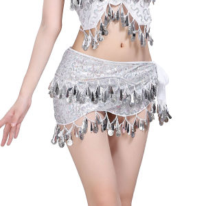 Dance skirt belly waist chain Dance costume performance waist scarf sequin hip scarf Tassel skirt
