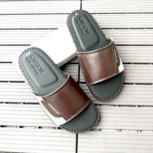 Dép nam da tổng hợp dép quai ngang da mang êm chân khâu chỉ toàn bộ bảo hành bởi DEPSON Shop