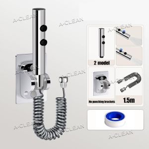 G1/2 Bidet Spray Faucet Toilet Douche Bidet Head Handheld Spray High-pressure with 1.5m hose and 2 way Valve