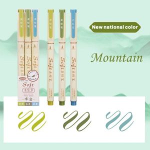 GONUUWGL 3Pcs/Set Đầu mềm Bút thư pháp đầu mềm Đồ thủ công 6 màu Bút thiệp chúc mừng Bút Làm Đẹp Dụng cụ Bút thực hành thư pháp Văn phòng phẩm
