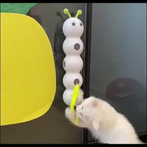 Interactive Cats Teaser Stick Automatic Motion Intelligent Sensing Rotating Swing Ball with Feather Tail Cat Toys for Indoor Cat