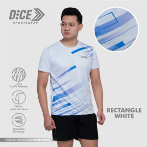 DICE Jersey Ractangle White Baju Olahraga Putih Cepat Kering