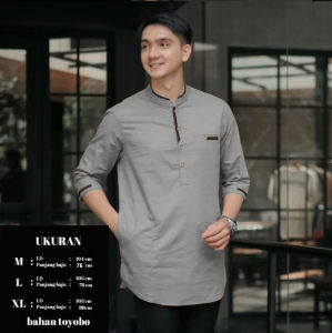 Koko Muslim Pria Lengan 3/4 Koko Mario Size M-Xl bahan Toyobo