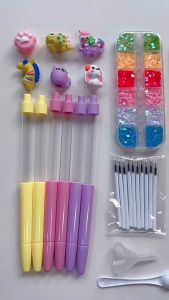 DIY Glitter Pen Making Kit Kids Craft Supplies Handmade Art Set Make 16 Pens Cartoon Decor Birthday Gift