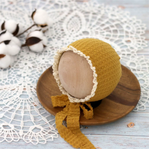 Cute Waffle Lace Hat Newborn Baby Photography Props Boy Girl Hat Posing Hat Newborn Photo Shoot for 0-1 Month Baby