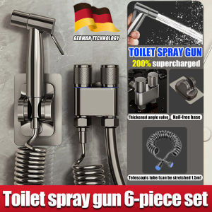 JOCBO 6 in 1 Handheld Bidet Sprayer Set Press Type Spray Gun For Bathroom Toilet Kitchen Bidet Heavy Duty Spray Gun Set Free angle valve.