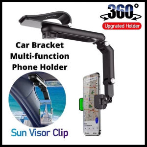 Sun Visor Car Phone Holder Multi function Pemegang Telefon 360 Degree Mount Adjustable Aksesori Kereta