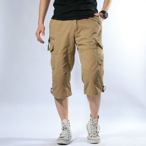 🔥🇲🇾 KOOWOO 🇲🇾🔥3/4 Multi Pockets Men Pants Cargo Plus Size Poket Lelaki Seluar Pendek Saiz Besar