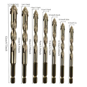 7Pcs Oblique Eccentric Twist Drill Bit Multifunctional Hexagonal Shank 3/4/5/6/8/10/12 Mm for Concrete Glass Ceramic