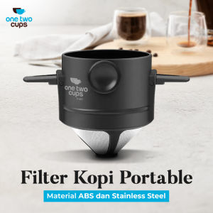 Dripper Kopi V60 ONE TWO CUPS Portable Warna Charcoal - Filter Serbaguna Reusable Anti Karat
