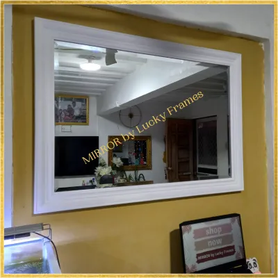 WALL MIRROR WITH WOOD FRAME (Salamin) size: 40 inches by 29 inches