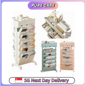 【Pure Care】 Desk Side Storage Rack Bookshelf Side Table With Wheels Book Stationery Student Organizer Portable