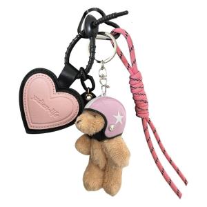Heart Keyring Phone Keychain Creative Car Key Chain Lovely Bear Keyrings Hanging Ornaments Bag Charm for Woman