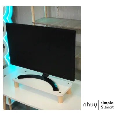 Kệ để màn hình máy tính laptop trang trí bằng gỗ kệ gỗ để bàn mini - Decor bàn làm việc - GỌN - ĐẸP - GIÁ RẺ