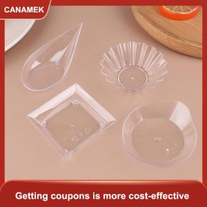 【CANAMEK】 10Pcs Transparent Mini Appetizer Plates Ice Cream Cup Plastic Fruit Candy Cake Jelly Yogurt Mousse Dessert Container Pastry Tool
