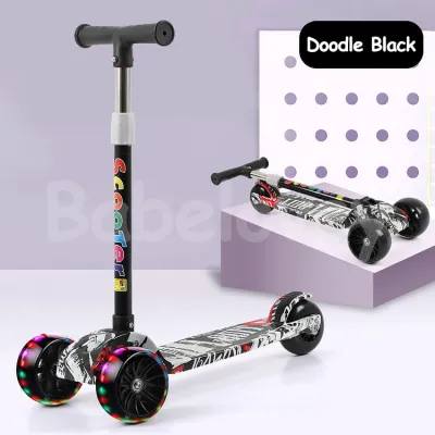 Kids 3 Wheels Kid Scooter Kids Outdoor Toy Folding Scooter Adjustable Height Flash Wheel