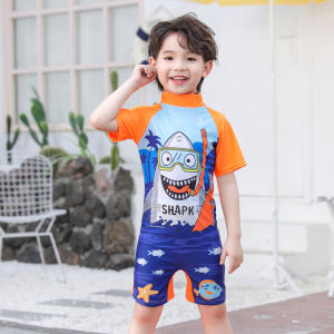 Kids Summer Fashion Rashguard for Boys Dri-Fit One-piece Dinosaur Shark Print Design Rashguard Summerwear for Boys