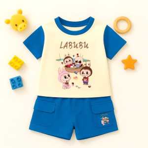 KAOS ANAK LABUBU TERBARU 1-10 TAHUN CELANA CARGO BAHAN KAOS ADEM BAJU ANAK LAKI-LAKI VIRAL