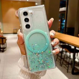 Transparent Casing For Samsung Galaxy Z Fold 6 5G 2024 Phone Case Luxury Gradient Glitter Star Soft TPU Cover For ZFold Fold6 ZFold6 FLOD Clear Case