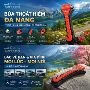 Búa Thoát Hiểm Ô Tô bằng ABS đầu búa thép carbon cứng cáp màu đỏ kèm chân đế