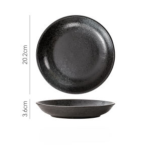 J Ceramics Japanese Round Ceramic Deep Plate Dinnerware With High Temperature Resistant Creative Microwave Plate Dish Home