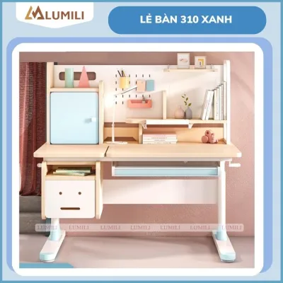 Bàn học cho bé thông minh chống gù chống cận Lumili 310 cao cấp gỗ tự nhiên bàn học kèm kệ sách thông minh cho trẻ em bàn học cao cấp