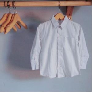 Atasan Anak Perempuan Kemeja Putih Polos Katun Usia 7-13 tahun Lengan Panjang Buat Sekolah pesantren