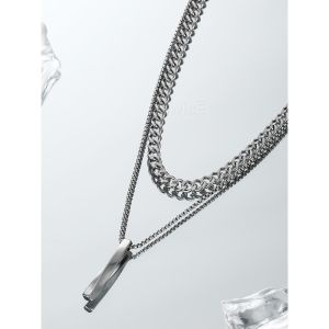 KALUNG PRIA WANITA TITANIUM PREMIUM MODEL DOUBLE ROLO BALOK PILIR RANTAI TERBARU ANTI KARAT