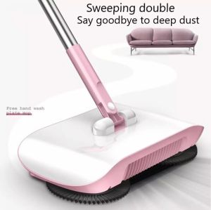 SG SELLER 2 in 1 Cordless Sweeper and Mop 360 Degree Lazy Hand Push Floor Mop Sweeper Mops Sweeper Magic Broom Dustpan Sweeping for Floor Cleaning Squeeze Mop